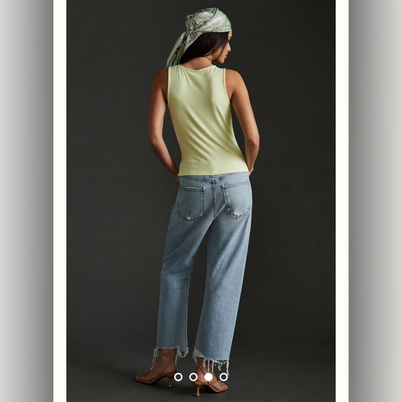 By Anthropologie diagonal ruched sleeveless tank top lime minimalist corky - Picture 5 of 9